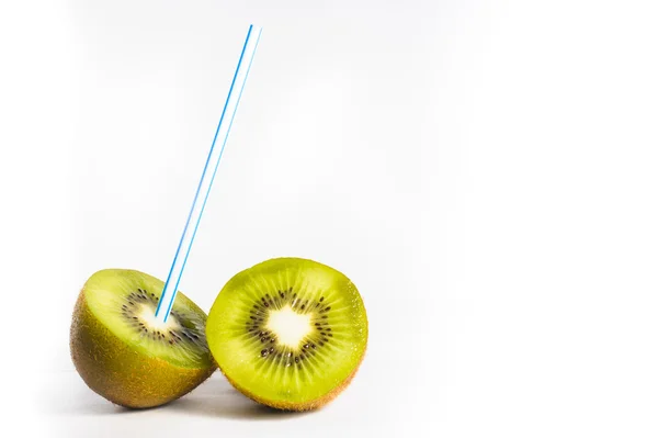 Straw in kiwi, healthy drink concept — Stock Photo, Image