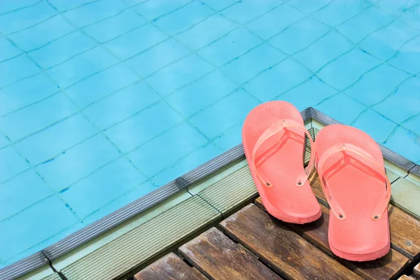 Flip Flops by the Pool — Stock Photo, Image