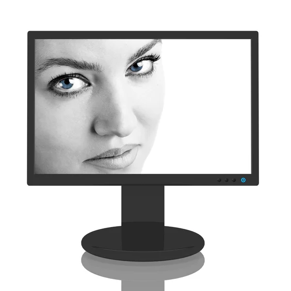 Monitor mit Porträt — Stockfoto