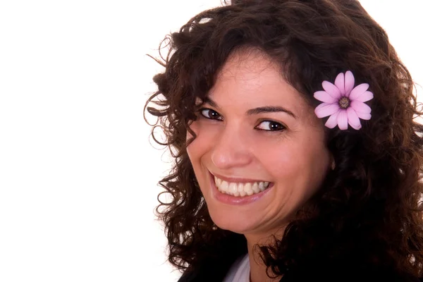 Beautiful Smile with a flower — Stock Photo, Image