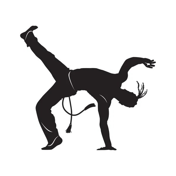 Capoeira bailarina silueta vector — Vector de stock