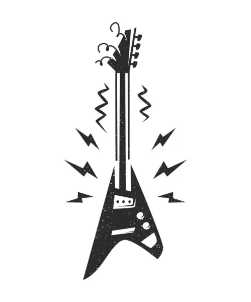 Guitare électrique triangulaire stylisée vintage noir et blanc — Image vectorielle