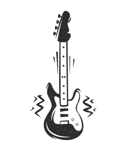 Guitare électrique stylisée vintage noire et blanche avec forme spray classique isolée sur fond blanc. — Image vectorielle