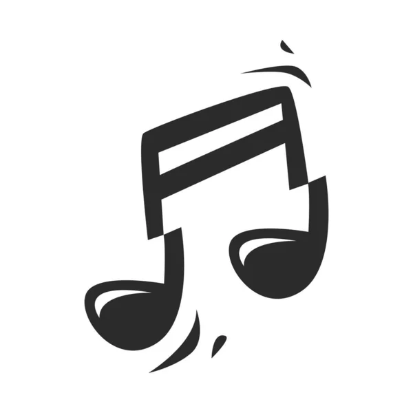 Silhouette Noire Blanche Doubles Notes Musicales Conception Ton Icône Musique — Image vectorielle