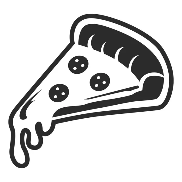 Schwarz Weiße Silhouette Einer Pizza Mit Paprika Und Käse Design — Stockvektor