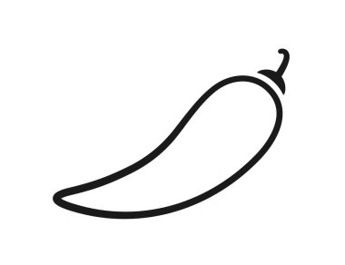 Chili biberi. Chili seviyesindeki siyah simge. Vektör illüstrasyonu beyaz arkaplanda izole edildi.