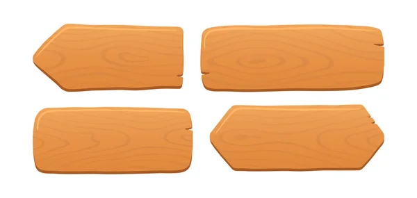 Ξύλινες σανίδες, σανίδες και βέλη σε στυλ κινουμένων σχεδίων με ραγισμένες λεπτομέρειες. Στοιχείο διασύνδεσης με ξύλινη υφή. Εικονογράφηση διανύσματος απομονωμένη σε λευκό φόντο — Διανυσματικό Αρχείο