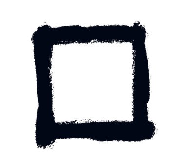 Pis, pis kare çerçeve. Fırça darbesi şablonu. Grunge kaplamalı dikdörtgen kenarlık. Vektör illüstrasyonu beyaz arkaplanda izole edildi