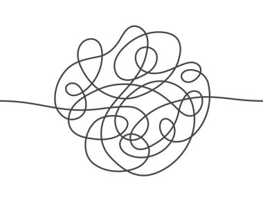 Kaos soyut çizgi yolu. Zor bir yol. Çizgiye devam. Karalama kaosu yolu. El çizimi karalama vektör çizimi beyaz arkaplanda izole edildi. Düzenlenebilir vuruş