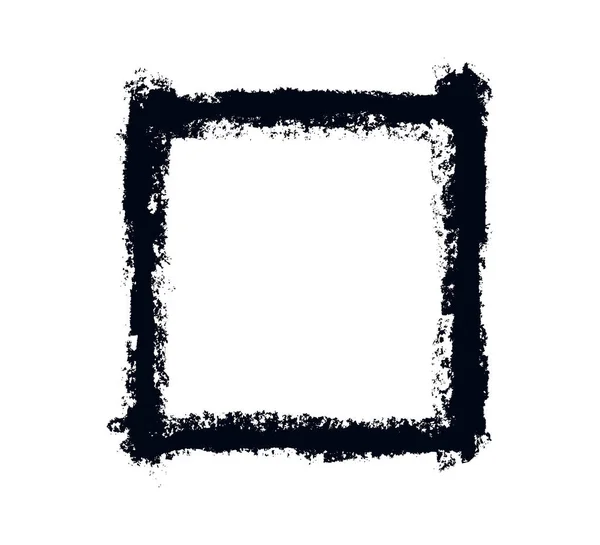 Grunge βρώμικο τετράγωνο πλαίσιο. Πρότυπο με πινέλο. Ορθογώνιο περίγραμμα με επικάλυψη grunge. Εικονογράφηση διανύσματος απομονωμένη σε λευκό φόντο — Διανυσματικό Αρχείο