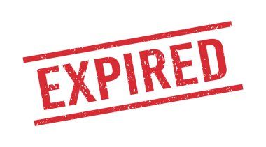 Kırmızı grunge 'un son kullanma tarihi geçmiş. Son kullanma tarihi damgası. Grunge eski moda kare etiketi. Vektör illüstrasyonu beyaz arkaplanda izole edildi