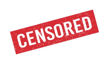 Grunge kırmızı kelime sansürlü lastik damga. Sansür kontrol güvenlik levhası. Grunge eski moda kare etiketi. Beyaz arkaplanda vektör illüstrasyonu