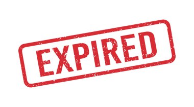 Kırmızı grunge 'un son kullanma tarihi geçmiş. Son kullanma tarihi damgası. Grunge eski moda kare etiketi. Vektör illüstrasyonu beyaz arkaplanda izole edildi