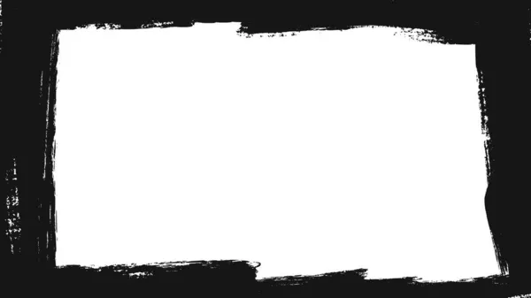 Marco grunge negro para historias y redes sociales 16 9. Plantilla con pincelada. Borde rectangular con superposición grunge. Ilustración vectorial aislada sobre fondo blanco — Archivo Imágenes Vectoriales
