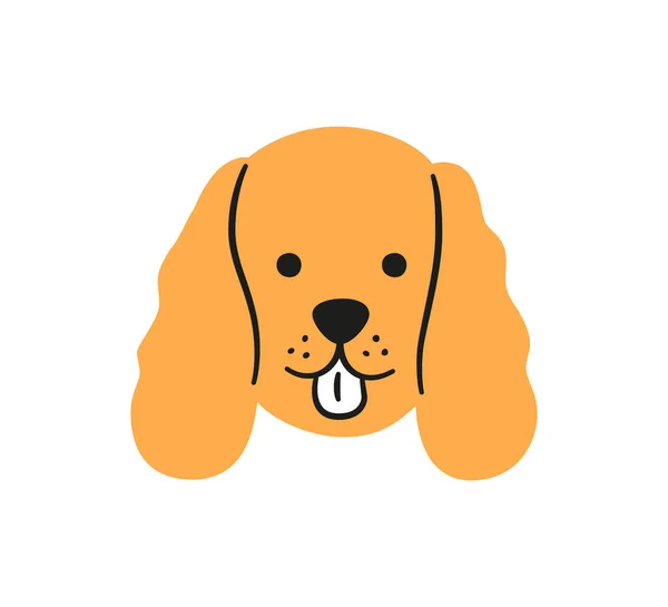 Cara de cocker spaniel bonito. Ícone de cabeça de cão. Retrato de cão Doodle. Ilustração vetorial desenhada à mão isolada sobre fundo branco — Vetor de Stock