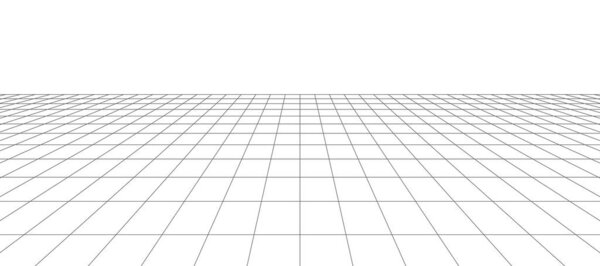 3d wireframe grid room. 3d perspective laser grid. Cyberspace white background with black mesh. Futuristic digital hallway space in virtual reality. Vector illustration