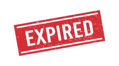 Kırmızı grunge 'un son kullanma tarihi geçmiş. Son kullanma tarihi damgası. Grunge eski moda kare etiketi. Vektör illüstrasyonu beyaz arkaplanda izole edildi