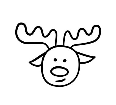 Karalama tarzında şirin bir Ren geyiği. El yapımı ren geyiği. Çocuk çizimi. Vektör illüstrasyonu beyaz arkaplanda izole edildi