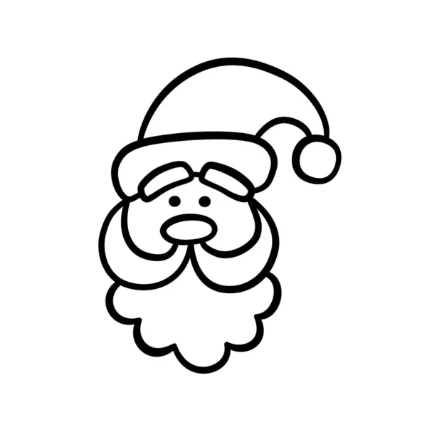 Cara de Papai Noel bonito com barba e chapéu em estilo doodle. Personagem do Pai Natal. Desenho infantil. Ilustração vetorial isolada sobre fundo branco —  Vetores de Stock