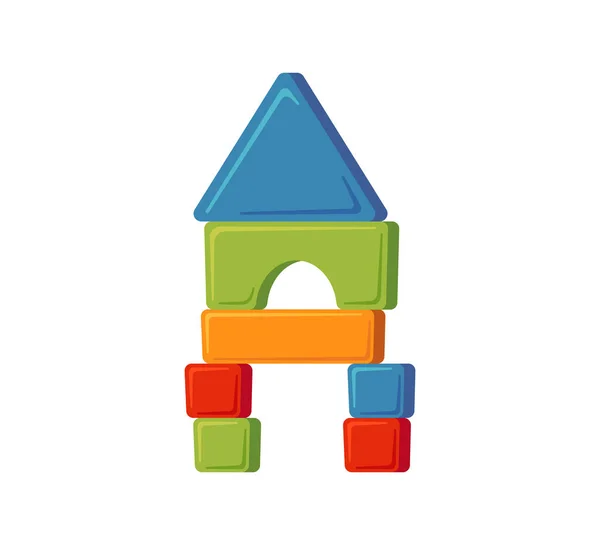 Towers of children toy blocks. Multicolored kids bricks for building and playing. — Stock Vector