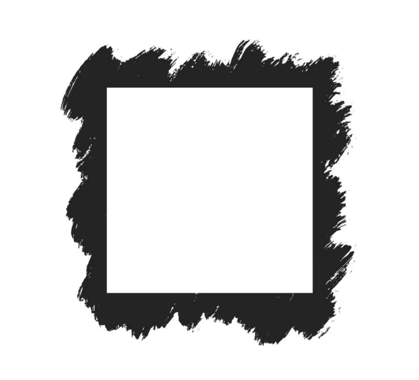 Гранд трафарет квадратна рамка з пензлем, пофарбованим в рамку. Шаблон з штрихом пензля. Прямокутна межа з гранжевим накладанням. Векторні ілюстрації ізольовані на білому тлі — стоковий вектор