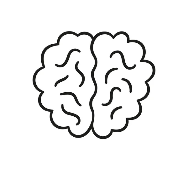 Human brain icon in doodle style. Mind symbol. Children drawing. Hand drawn vector illustration isolated on white background — Stock Vector
