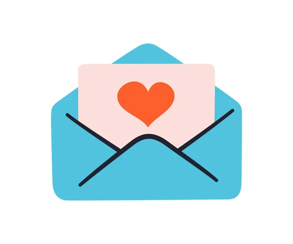 愛の宣言と手紙。ハート入りのメール封筒。バレンタインデーに手書きメッセージ。愛の宣言。白を基調としたベクトルイラスト — ストックベクタ