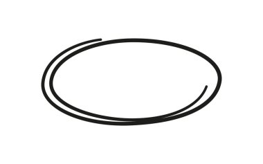 Elle çizilmiş oval. Çemberin altını çiz. Karalama tarzında elips. Vektör illüstrasyonu beyaz arkaplanda izole edildi