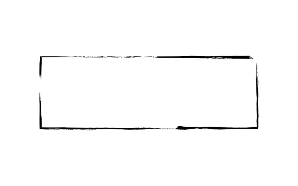 Ink rectangle stamp. Grunge empty black frame. Square border. Rubber stamp imprint. Vector illustration isolated on white background — Stock Vector