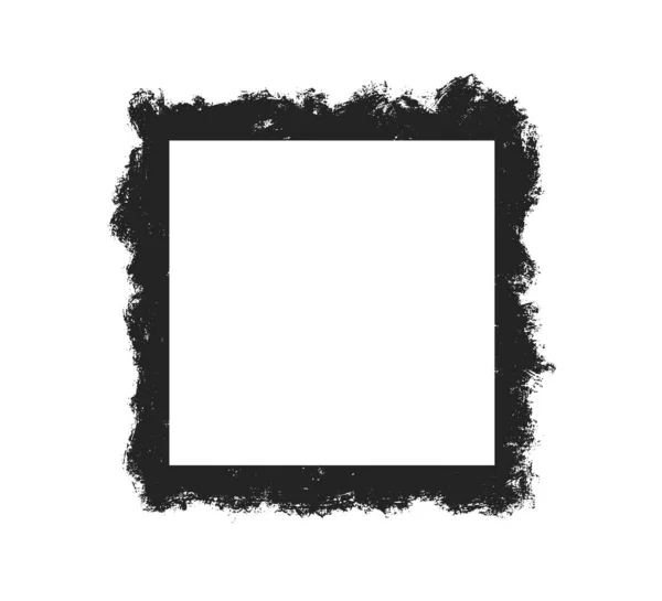 Гранд трафарет квадратна рамка з пензлем, пофарбованим в рамку. Шаблон з штрихом пензля. Прямокутна межа з гранжевим накладанням. Векторні ілюстрації ізольовані на білому тлі — стоковий вектор
