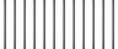 Gerçekçi hapishane metal parmaklıkları. Hapishane çiti. Hapishane ızgaraları. Demir hapishane kafesi. Metal çubuklar. Suç örgütü geçmişi. Vektör deseni. Resimler beyaz arkaplanda izole edildi