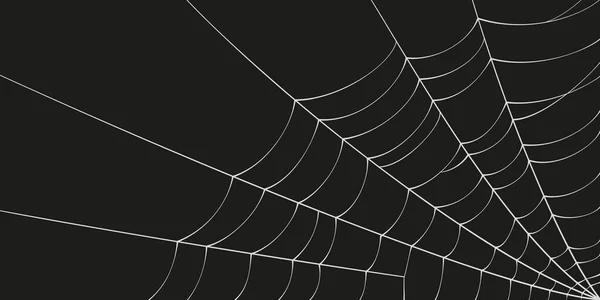 Страшная паутина. Белый силуэт паутины выделен на черном фоне. Угол паутины. Ручная паутина для Хэллоуинской вечеринки. Векторная иллюстрация — стоковый вектор