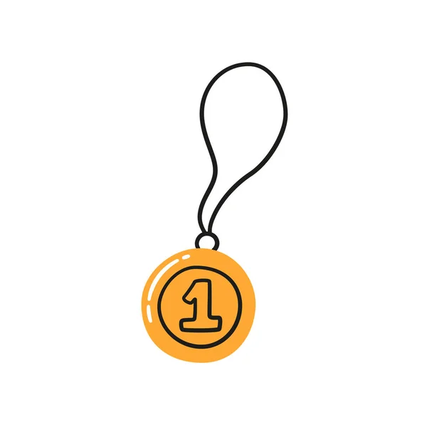 Першому Місці Медаль Золотою Медаллю Дудла Ручна Намальована Декоративна Ікона — стоковий вектор