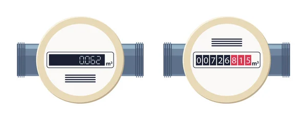 ガスメーター 自動メーター天然ガス フラットスタイルの家庭用または産業用測定機器 燃料消費制御 白を基調としたベクトルイラスト — ストックベクタ