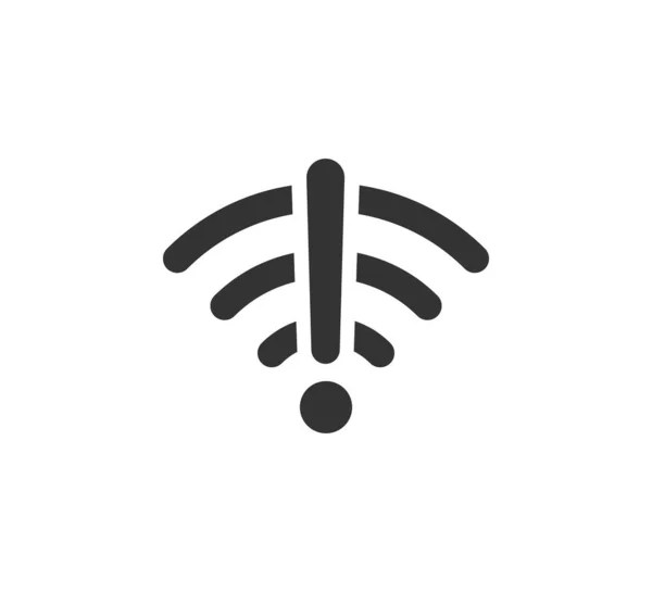 Wifiシンボルと感嘆符のアイコン。無線インターネット信号を妨害する。Wi-Fiエラー。失敗した無線LANアイコン。切断された無線インターネット信号。白を基調としたベクトルイラスト — ストックベクタ