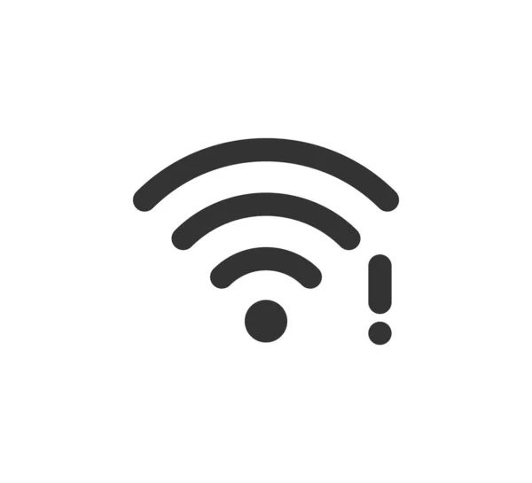 Karı sembolü ve ünlem işareti simgesi. Kablosuz internet sinyalini karıştırıyorum. Wi-Fi hatası. Başarısız Wi-Fi simgesi. Kablosuz internet sinyali kesildi. Vektör illüstrasyonu beyaz arkaplanda izole edildi — Stok Vektör