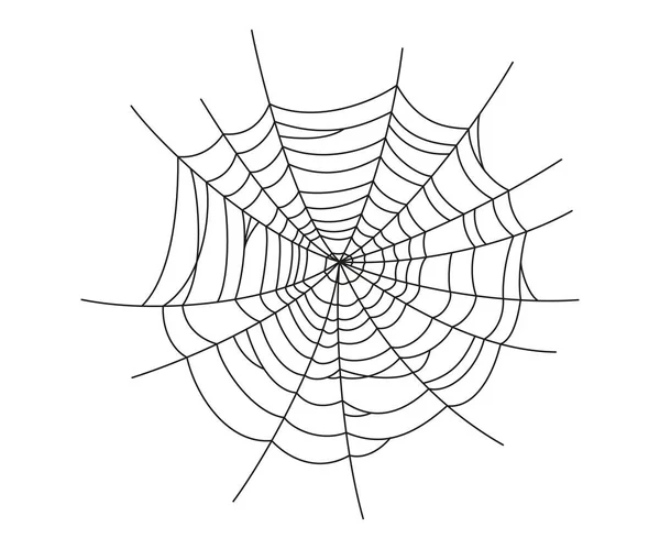 Skrämmande spindelnät. Svart spindelväv siluett isolerad på vit bakgrund. Doodle spindelväv cirkel. Handritad cob web för Halloween fest. Vektorillustration — Stock vektor