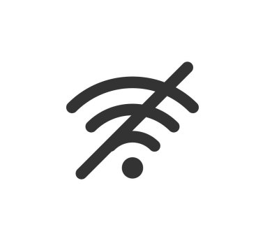 Başarısız Wi-Fi simgesi. Çevrimdışı sembol. İnternet bağlantısı simgesi yok. Basit bir kablosuz internet sinyali. Kablosuz internet sinyali kesildi. Sorun erişimi. Vektör illüstrasyonu beyaz arkaplanda izole edildi.