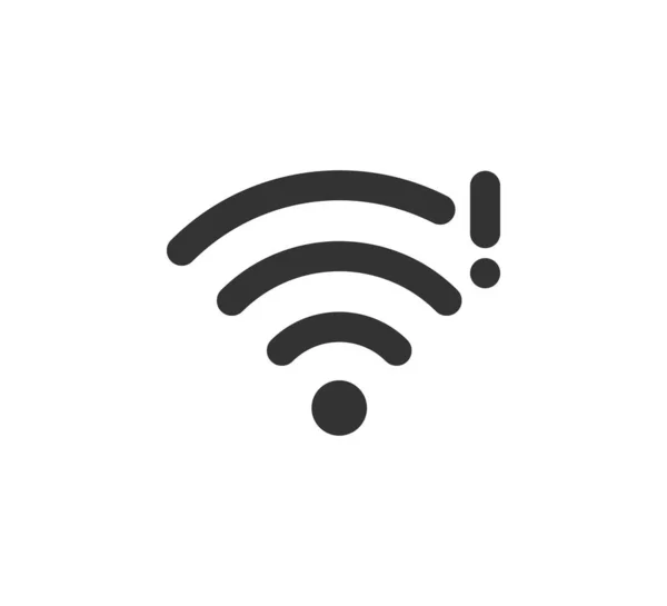 Wifiシンボルと感嘆符のアイコン 無線インターネット信号を妨害する Fiエラー 失敗した無線Lanアイコン 切断された無線インターネット信号 白を基調としたベクトルイラスト — ストックベクタ