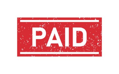 Grunge kırmızı paralı kauçuk mühür. Ücretli çıkartma seti. Grunge eski moda kare etiketi. Vektör illüstrasyonu beyaz arkaplanda izole edildi.