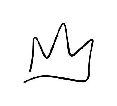 El çizimi karalama tacı. Kral Crown skeci. Görkemli taç. Kral ve Kraliçe Diadem. Beyaz arkaplanda karalama biçiminde izole edilmiş vektör illüstrasyonu.