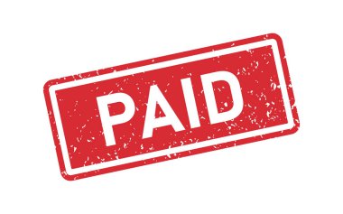 Grunge kırmızı paralı kauçuk mühür. Ücretli çıkartma seti. Grunge eski moda kare etiketi. Vektör illüstrasyonu beyaz arkaplanda izole edildi.