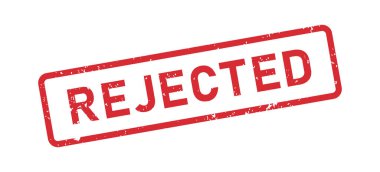 Grunge sözcüğü reddetti. Reddedilmiş kırmızı etiket seti. Grunge eski moda kare etiketi. Vektör illüstrasyonu beyaz arkaplanda izole edildi.