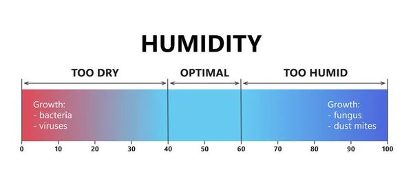 Humidity Level Optimal Indoor Humidity Too Dry Too Humid Air — Stock Vector