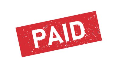 Grunge kırmızı paralı kauçuk mühür. Ücretli çıkartma seti. Grunge eski moda kare etiketi. Vektör illüstrasyonu beyaz arkaplanda izole edildi.