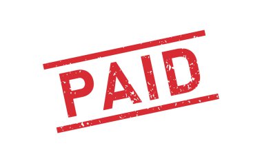 Grunge kırmızı paralı kauçuk mühür. Ücretli çıkartma seti. Grunge eski moda kare etiketi. Vektör illüstrasyonu beyaz arkaplanda izole edildi.