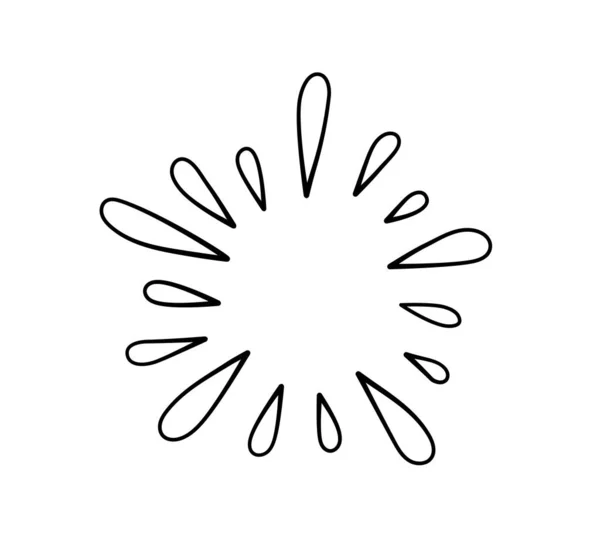 手拉着烟花星星爆炸了太阳暴晒涂鸦图标 手绘爆炸架闪烁着径向线 爆炸的复古效果 在白色背景上孤立的向量图 — 图库矢量图片