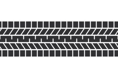Otomatik lastik izi kusursuz elementtir. Lastik izleri, tekerlek izleri. Lastik izi. Vektör illüstrasyonu beyaz arkaplanda izole edildi.