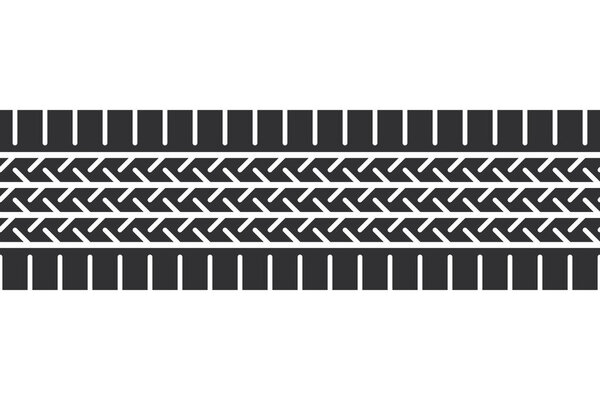 Auto tire tread seamless element. Car tire pattern, wheel tyre tread track. Tyre print. Vector illustration isolated on white background.