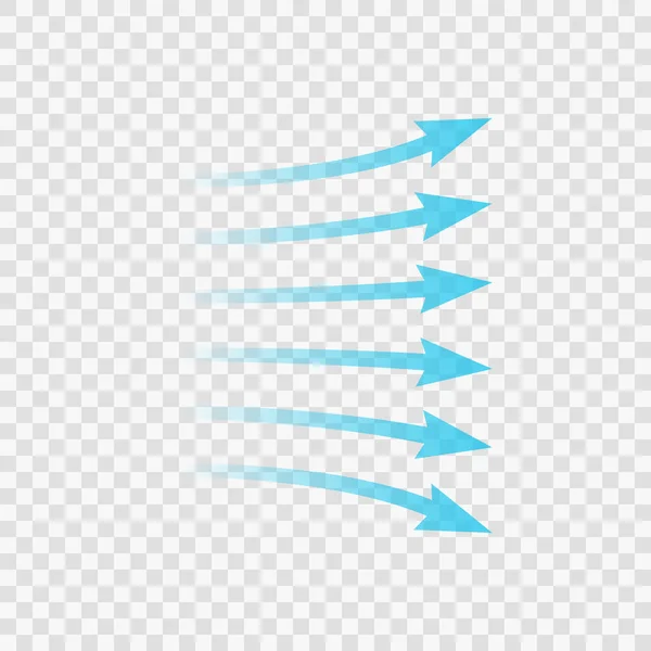 Flujo Aire Flecha Azul Que Muestra Dirección Del Movimiento Del — Archivo Imágenes Vectoriales